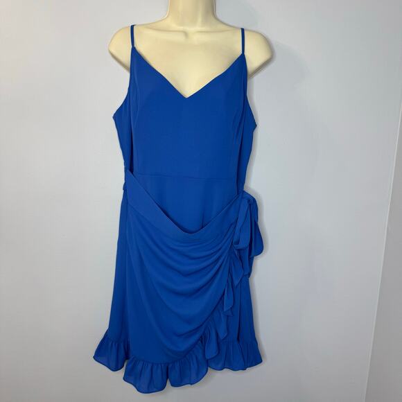 Lilly Pulitzer Alisa Lileeze Wrap Mini Dress Borealis Blue Vacation Women's 14 - Picture 2 of 12